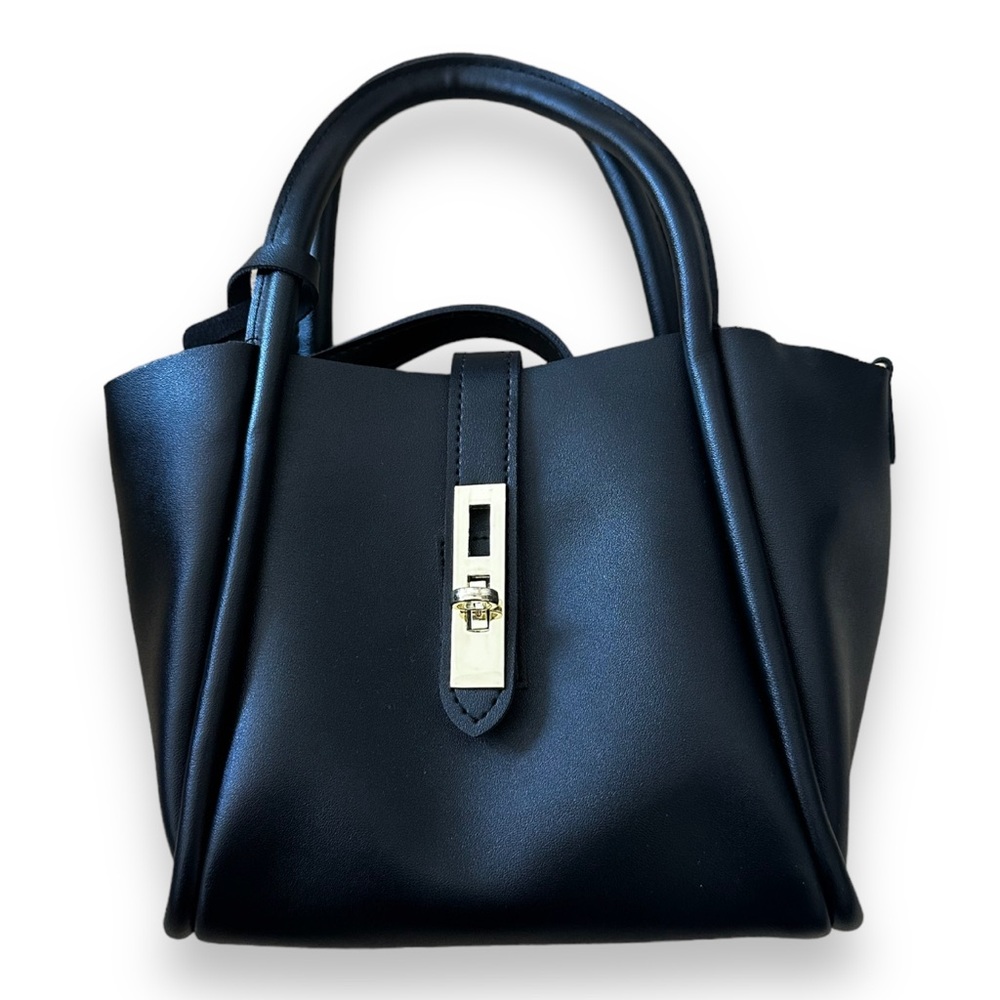 Small black leather bag